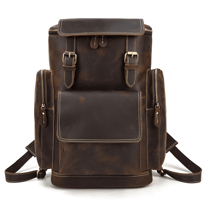 15 orleans leather backpack Full Grain Leather Backpack for Men 15 Inch Laptop