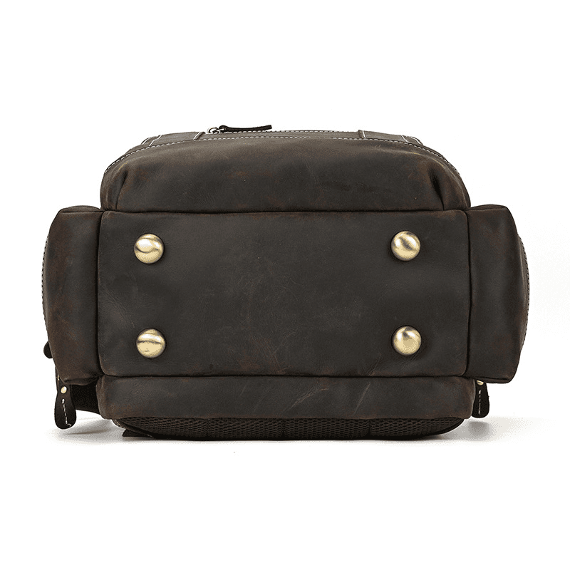 Men’s Full Grain Leather Laptop Backpack – Vintage Leather Business Backpack Fits 15.6 Inch Laptop, Leather Travel Backpack for Work and Travel