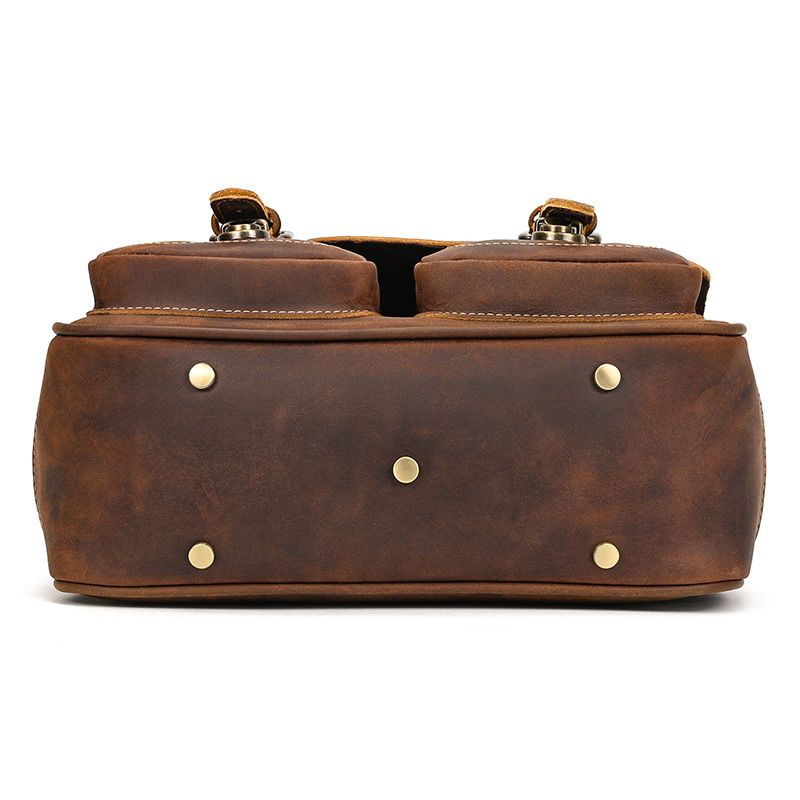 Vintage Full Grain Leather Camera Bag for Men – Handmade Shoulder & Crossbody Photography Bag