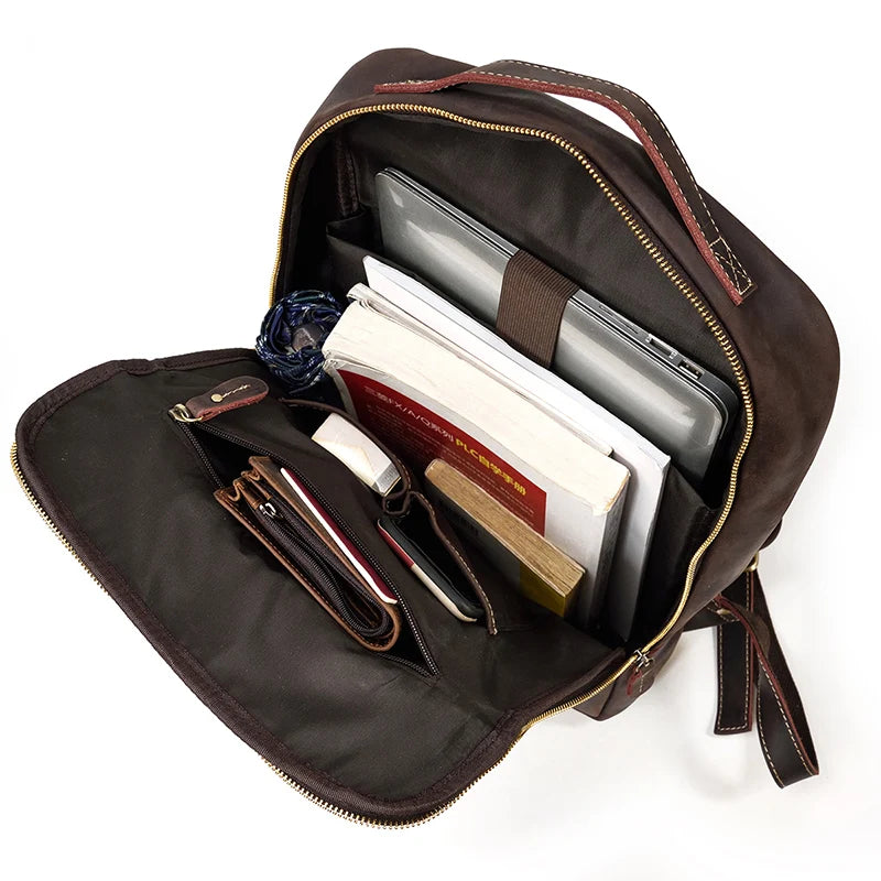 Single Zipper 15.6 inch laptop Retro Rucksack