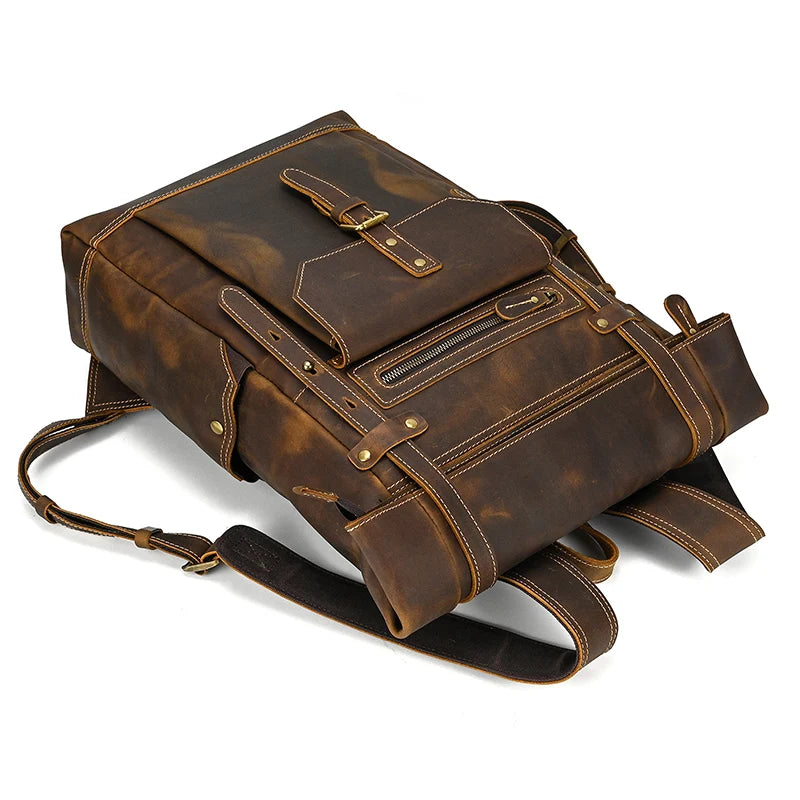 Premium Full-Grain Leather Laptop Backpack