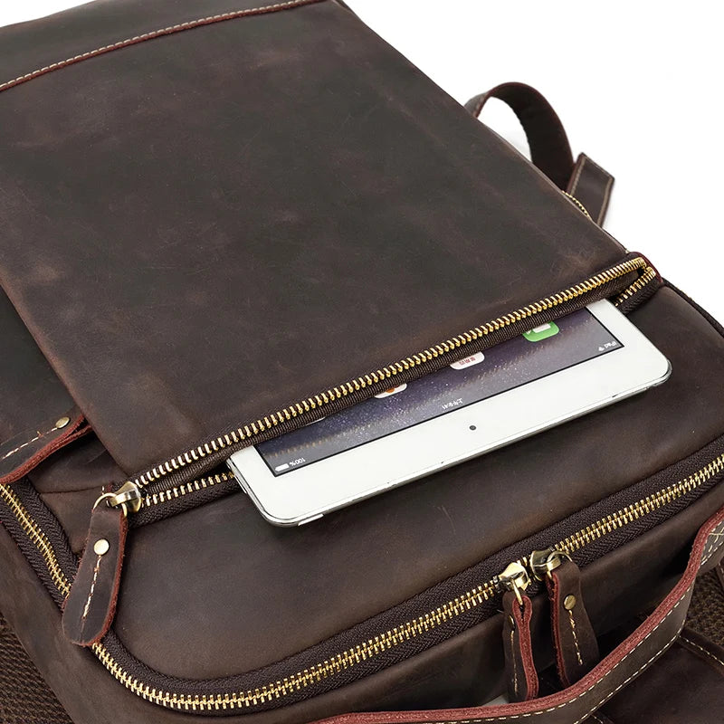 Single Zipper 15.6 inch laptop Retro Rucksack