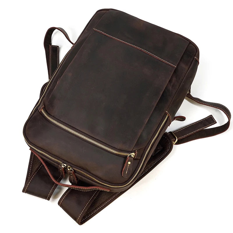 Single Zipper 15.6 inch laptop Retro Rucksack