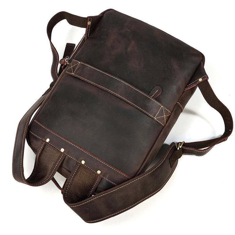 Single Zipper 15.6 inch laptop Retro Rucksack