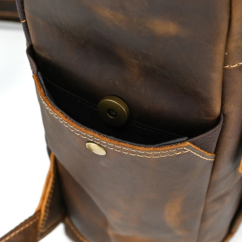 Premium Full-Grain Leather Laptop Backpack