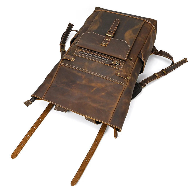 Premium Full-Grain Leather Laptop Backpack