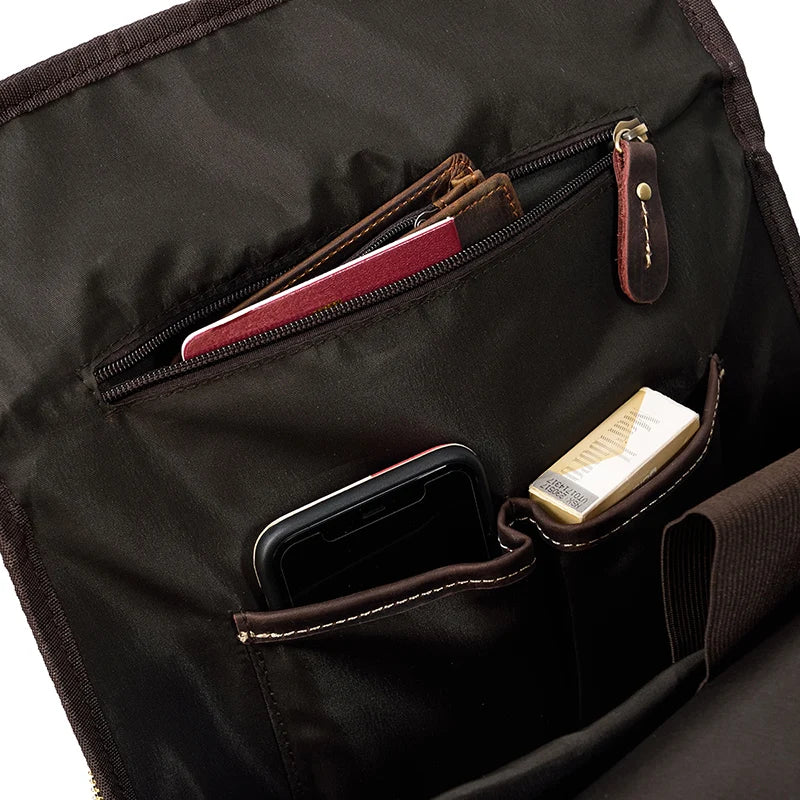 Single Zipper 15.6 inch laptop Retro Rucksack