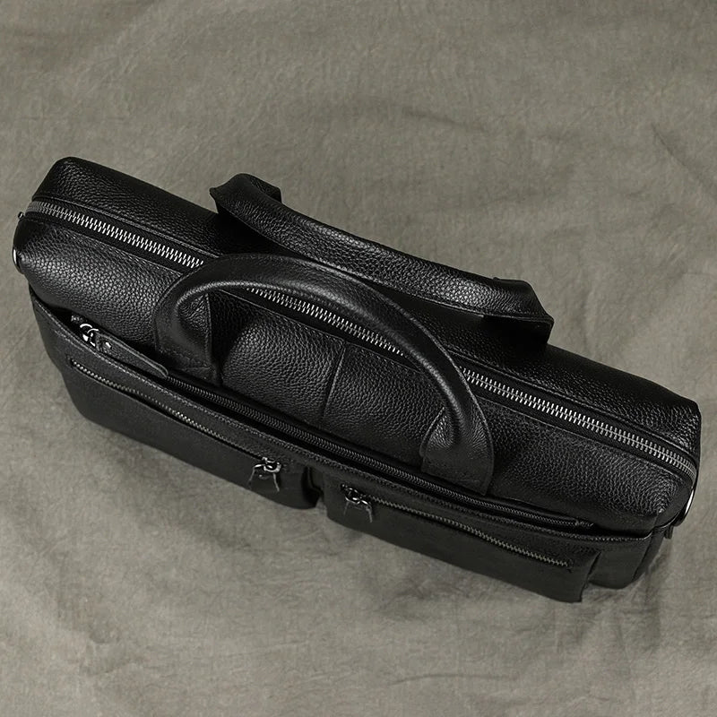 Real Leather Male Laptop Briefcase