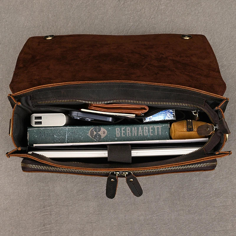 Cow Leather Male Computer Messenger Bag