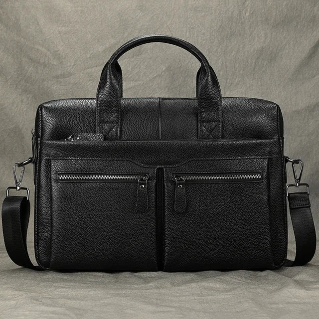Real Leather Male Laptop Briefcase