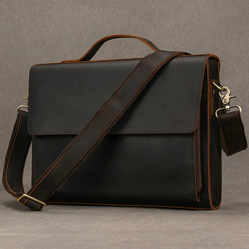 Cow Leather Male Computer Messenger Bag