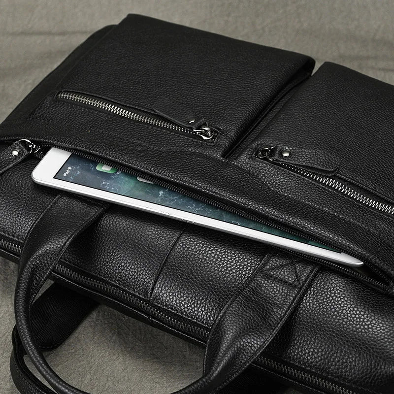 Real Leather Male Laptop Briefcase