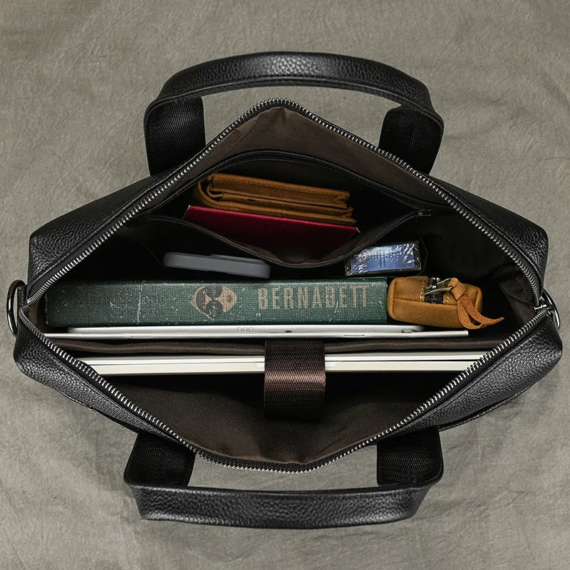 Real Leather Male Laptop Briefcase