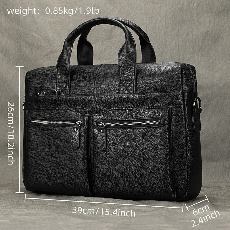 Real Leather Male Laptop Briefcase