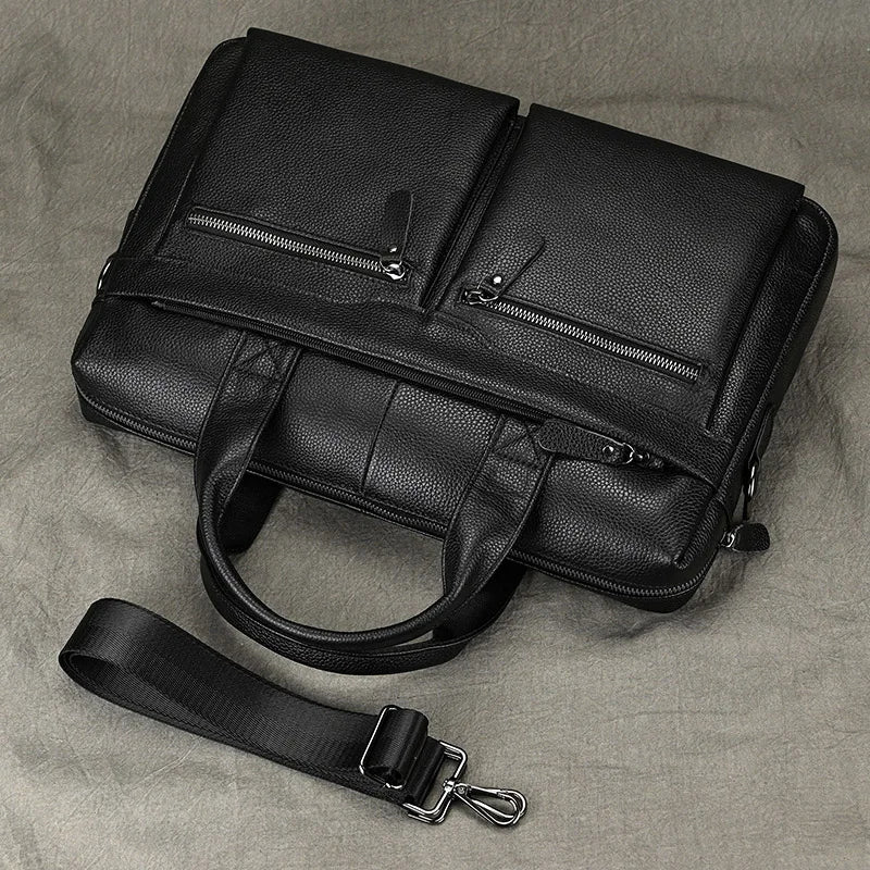 Real Leather Male Laptop Briefcase