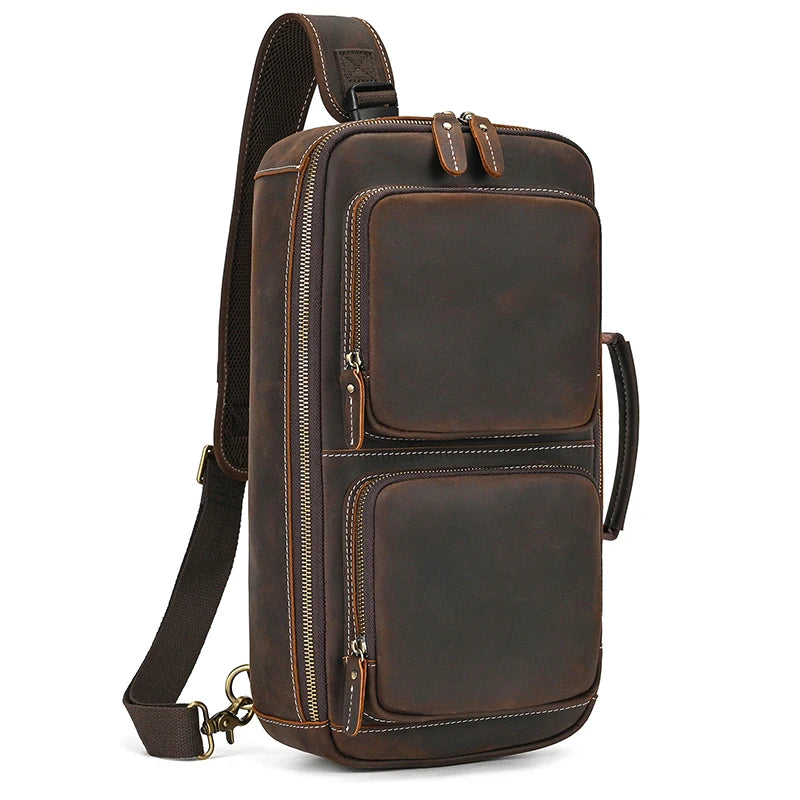Handmade Top-Grain Leather 3-Way Bag Fanny Pack  DHM bags