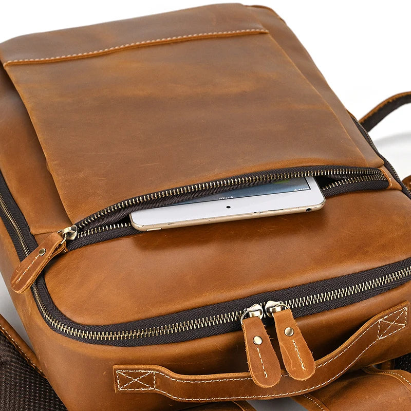 Single Zipper 15.6 inch laptop Retro Rucksack