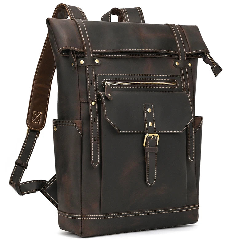DHM bags-Dark brown leather backpack