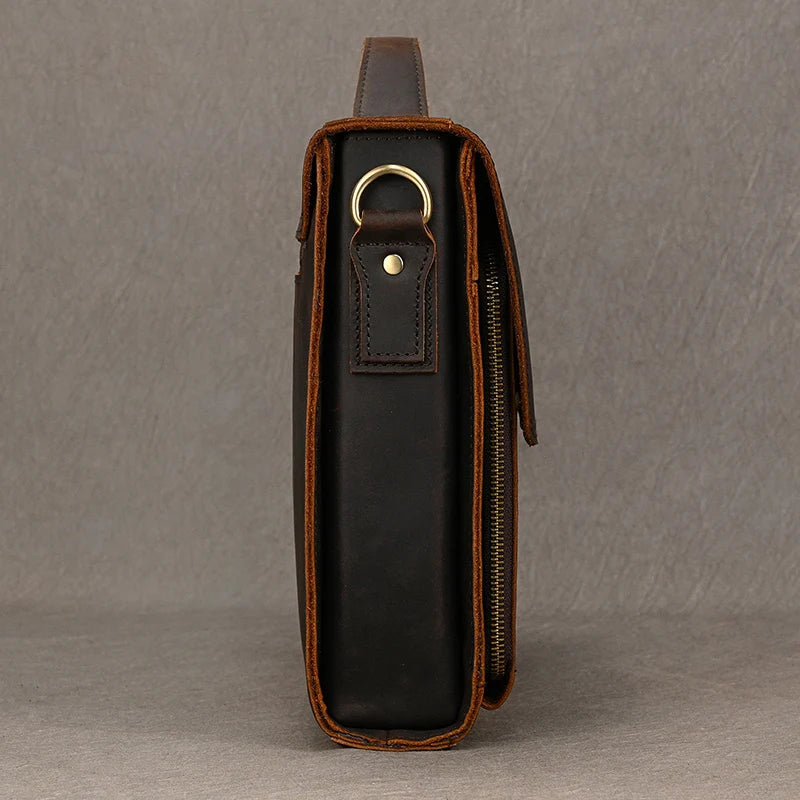 Cow Leather Male Computer Messenger Bag