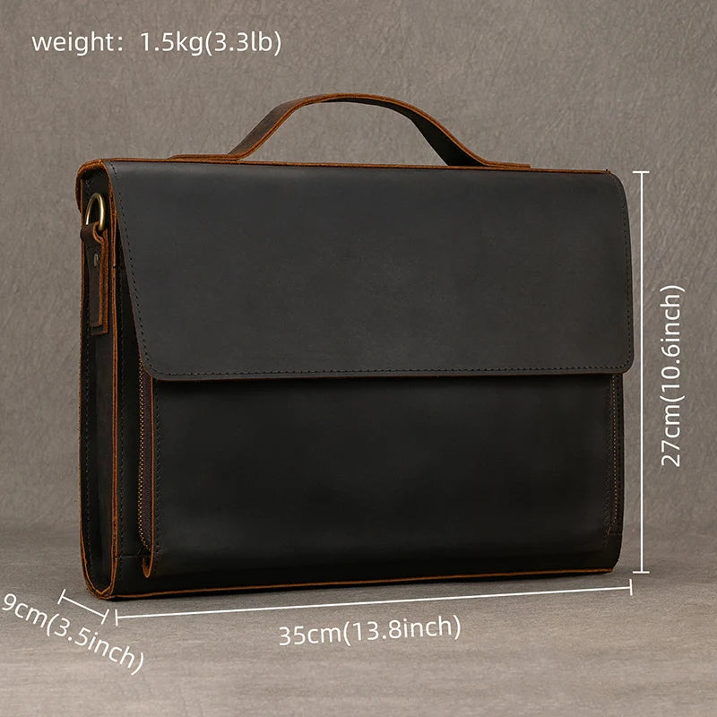 Cow Leather Male Computer Messenger Bag