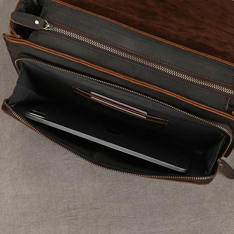 Cow Leather Male Computer Messenger Bag