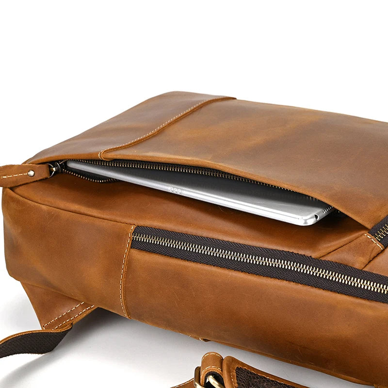 Single Zipper 15.6 inch laptop Retro Rucksack