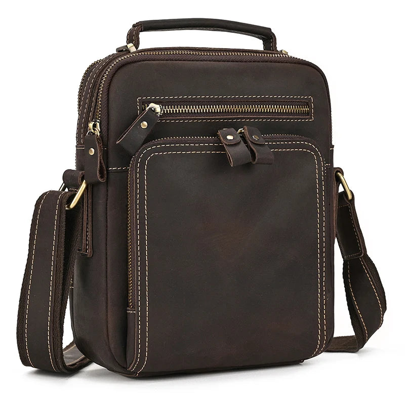 Genuine Leather Messenger Bag for Men - 9.7" iPad Crossbody Shoulder Bag