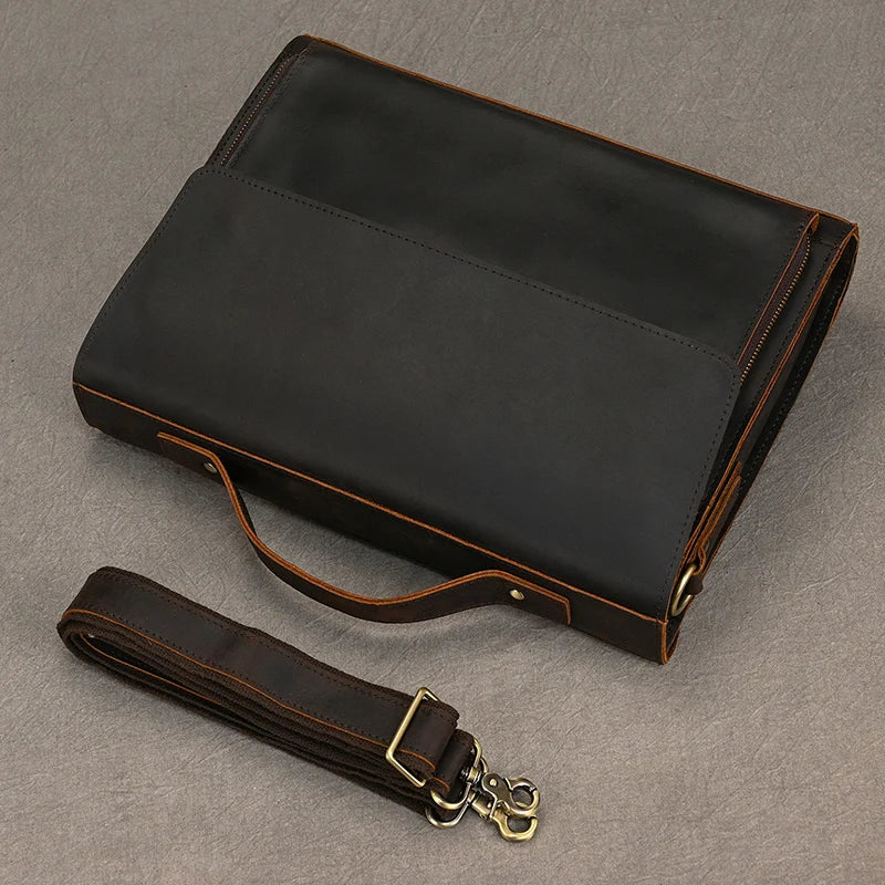Cow Leather Male Computer Messenger Bag
