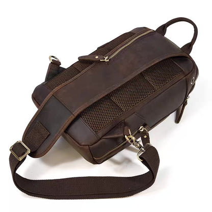 Handmade Mens Leather Sling Bag Fanny Pack