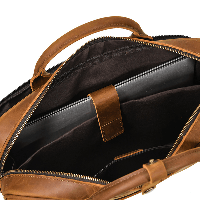 Classic Leather Bag for Laptop Men's Briefcase