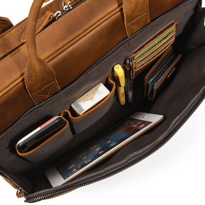 Classic Leather Bag for Laptop Men's Briefcase