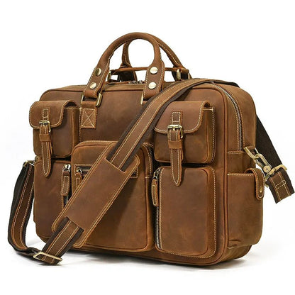Leather Laptop Briefcase for Work and Travel