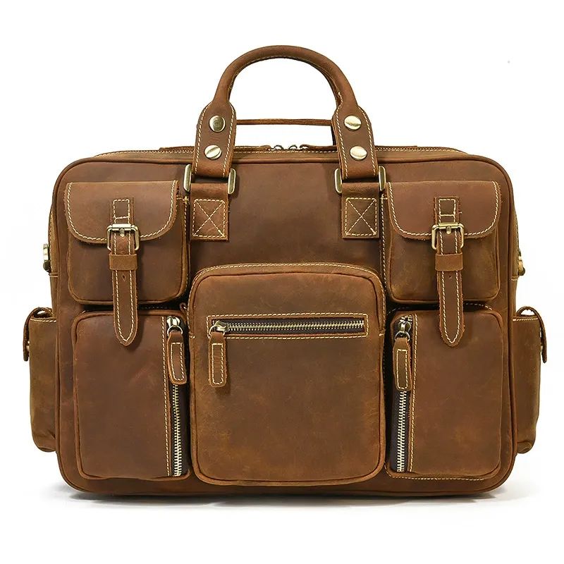 Leather Laptop Briefcase for Work and Travel