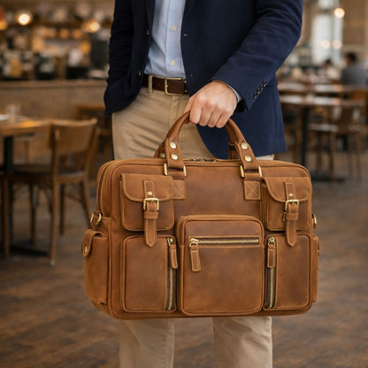 Leather Laptop Briefcase for Work and Travel