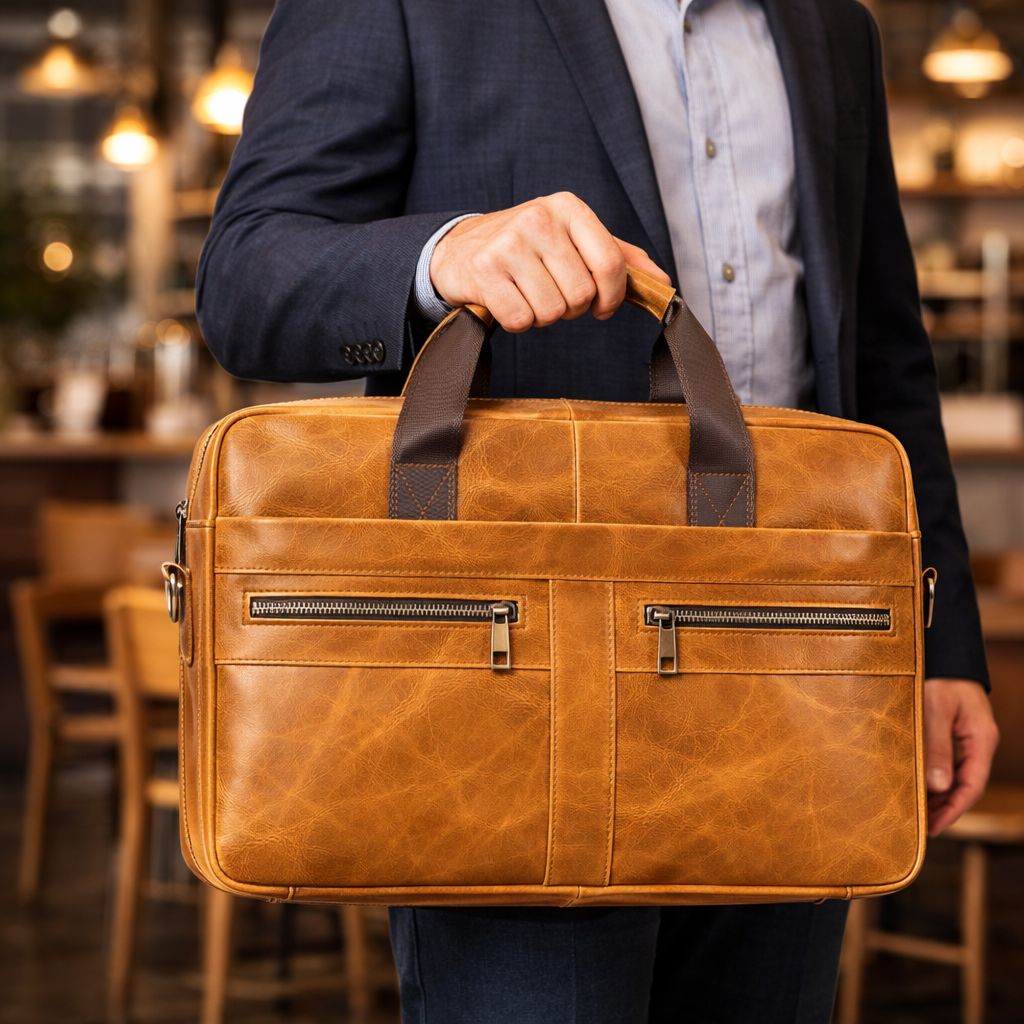 Men's Genuine Leather Business Briefcase