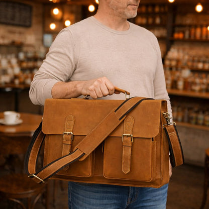 Men’s Leather Portfolio Messenger Bag