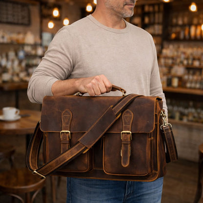 Men’s Leather Portfolio Messenger Bag