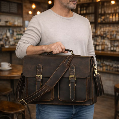 Men’s Leather Portfolio Messenger Bag