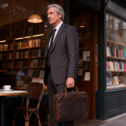 Mens Leather Bag Laptop Sophisticated Briefcase Style