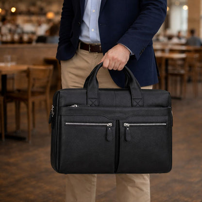 Real Leather Male Laptop Briefcase