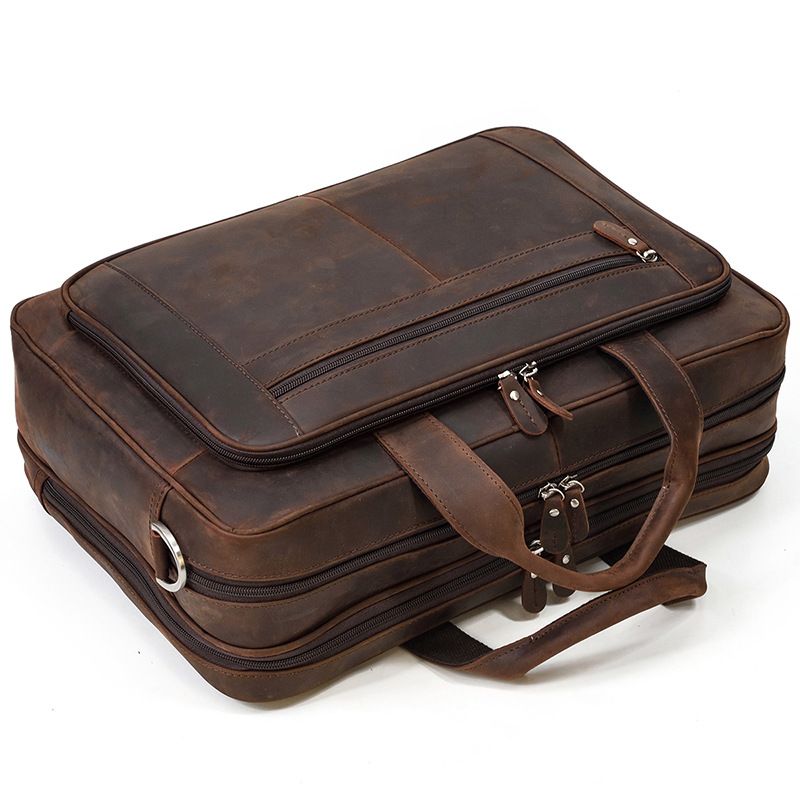 17 inch Laptop Cowhide Male Tote Big Briefcase