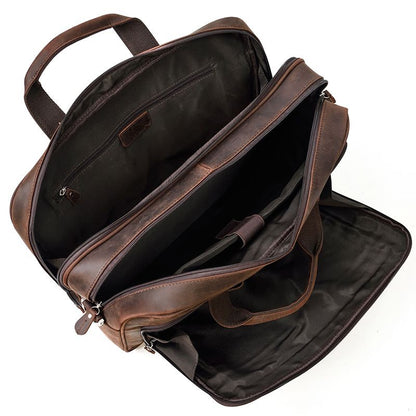 17 inch Laptop Cowhide Male Tote Big Briefcase