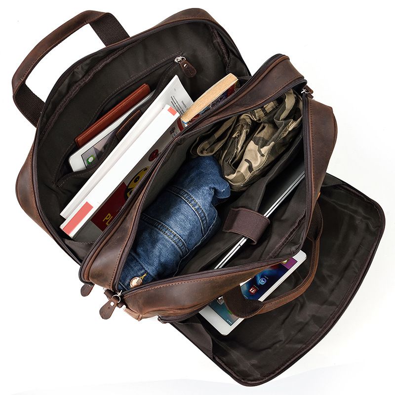 17 inch Laptop Cowhide Male Tote Big Briefcase