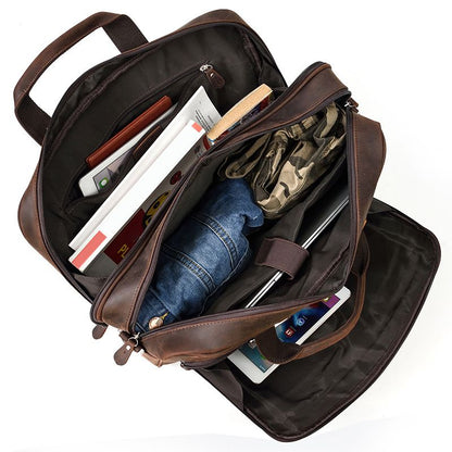17 inch Laptop Cowhide Male Tote Big Briefcase