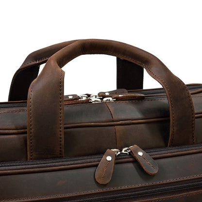 17 inch Laptop Cowhide Male Tote Big Briefcase