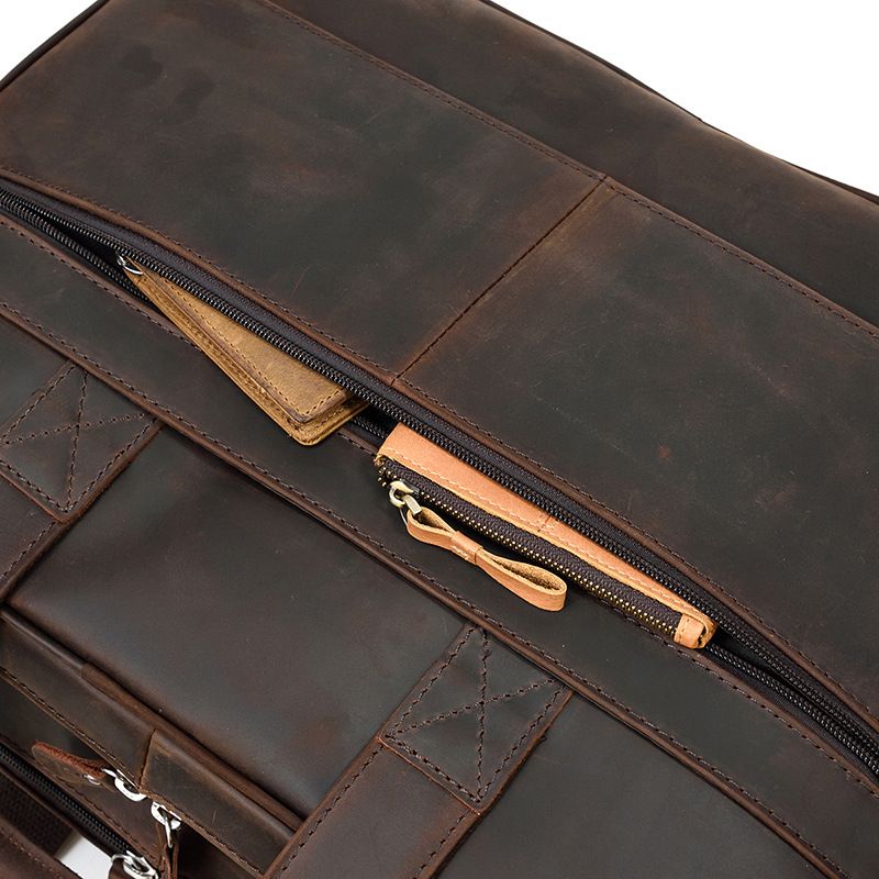 17 inch Laptop Cowhide Male Tote Big Briefcase