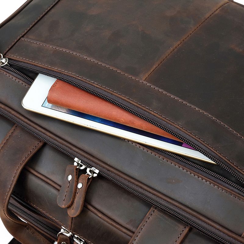 17 inch Laptop Cowhide Male Tote Big Briefcase