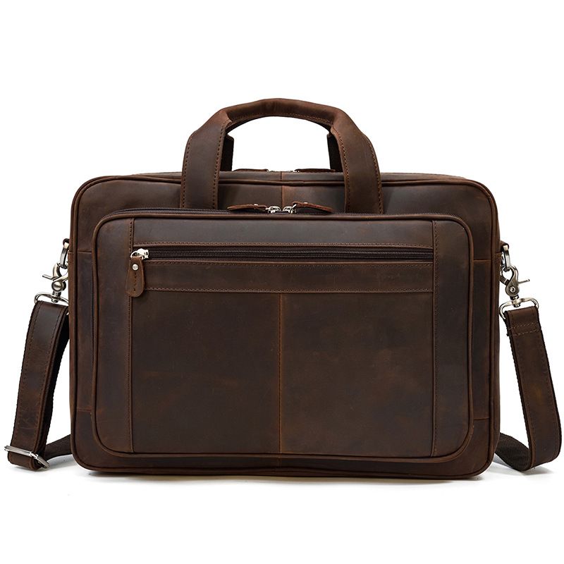 17 inch Laptop Cowhide Male Tote Big Briefcase