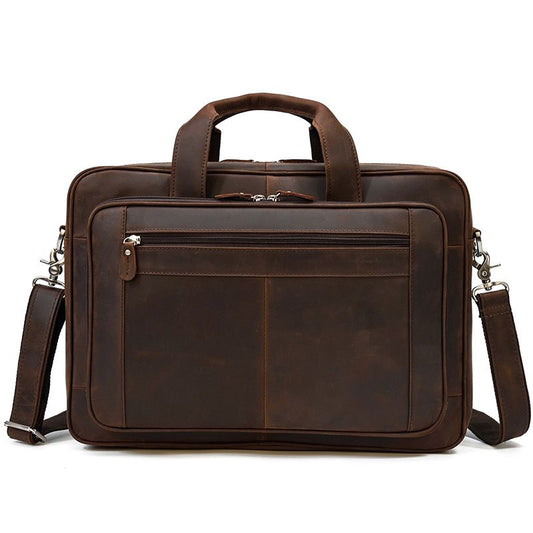 17 inch Laptop Cowhide Male Tote Big Briefcase