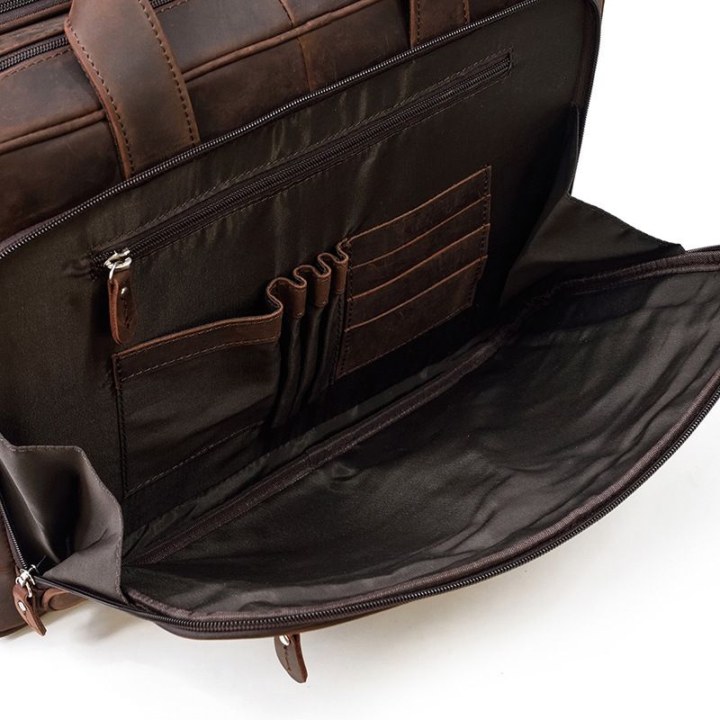 17 inch Laptop Cowhide Male Tote Big Briefcase